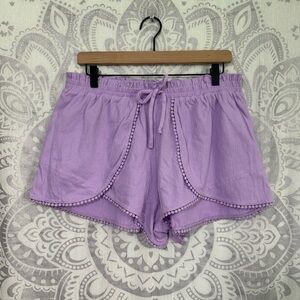 Nwt No Boundaries Elastic Stretch Tie Waist Flap Shorts Crochet Bottom Purple XL